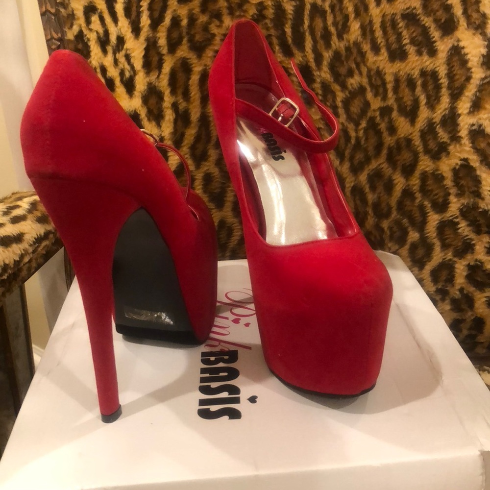 Red platform heels